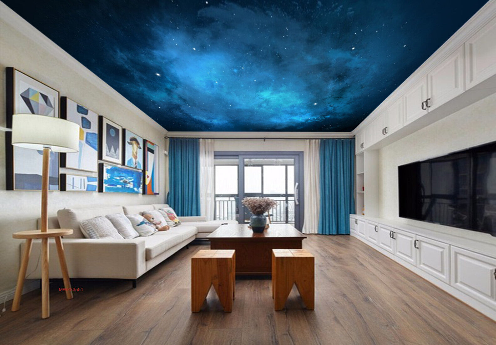 Avikalp MWZ3358 Space Blue Sky Stars HD Wallpaper for Ceiling