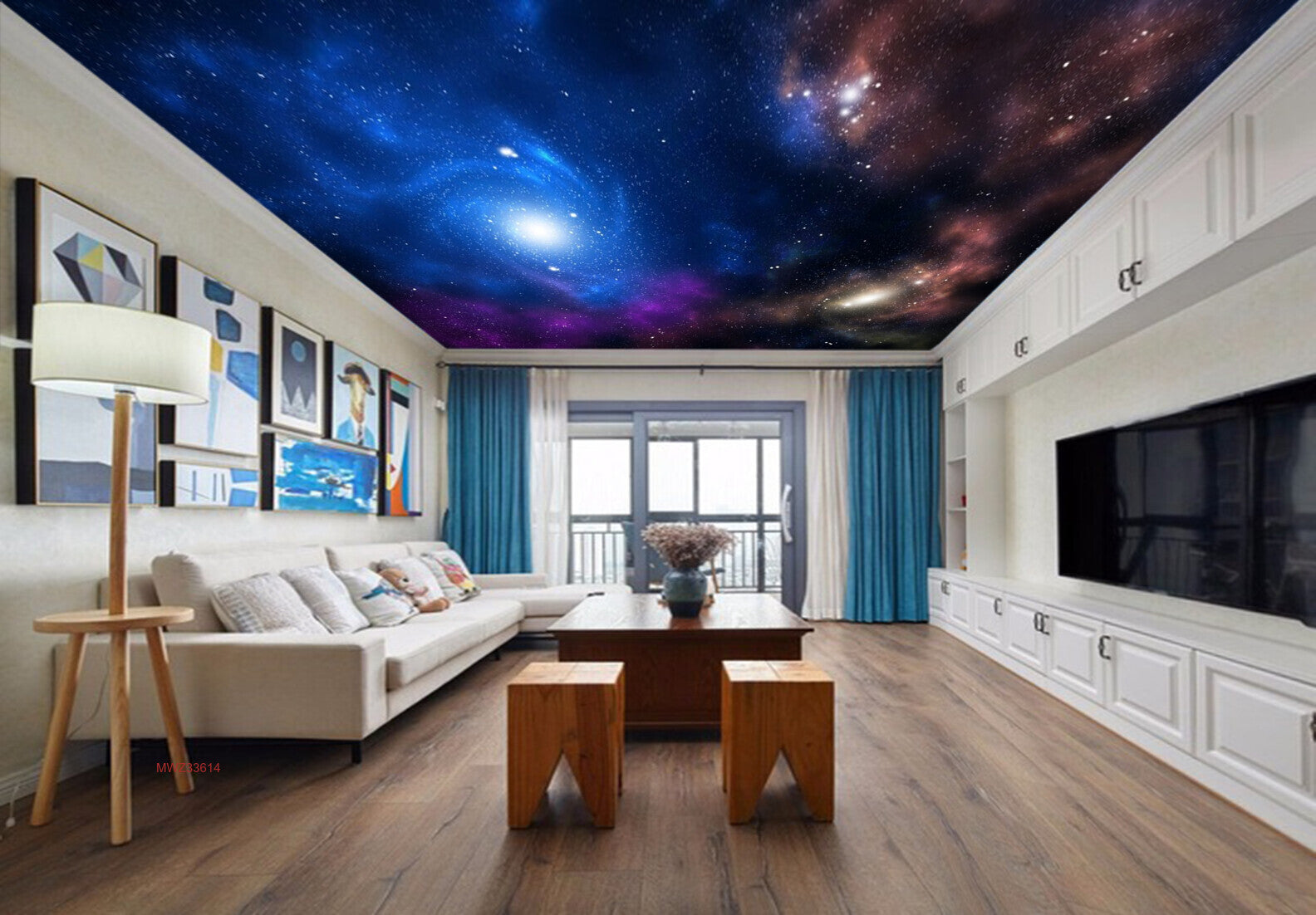 Avikalp MWZ3361 Blue Purple Red Galaxy HD Wallpaper for Ceiling