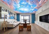 Avikalp MWZ3362 Peach Flowers Sky Birds Trees HD Wallpaper for Ceiling