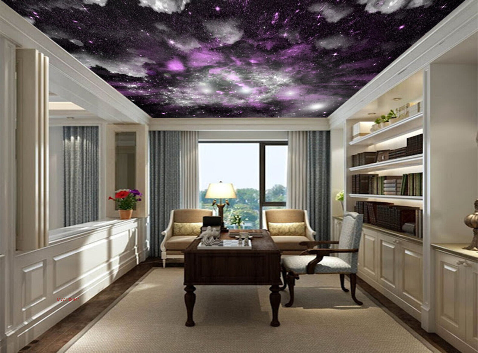 Avikalp MWZ3364 Purple White Space Stara HD Wallpaper for Ceiling