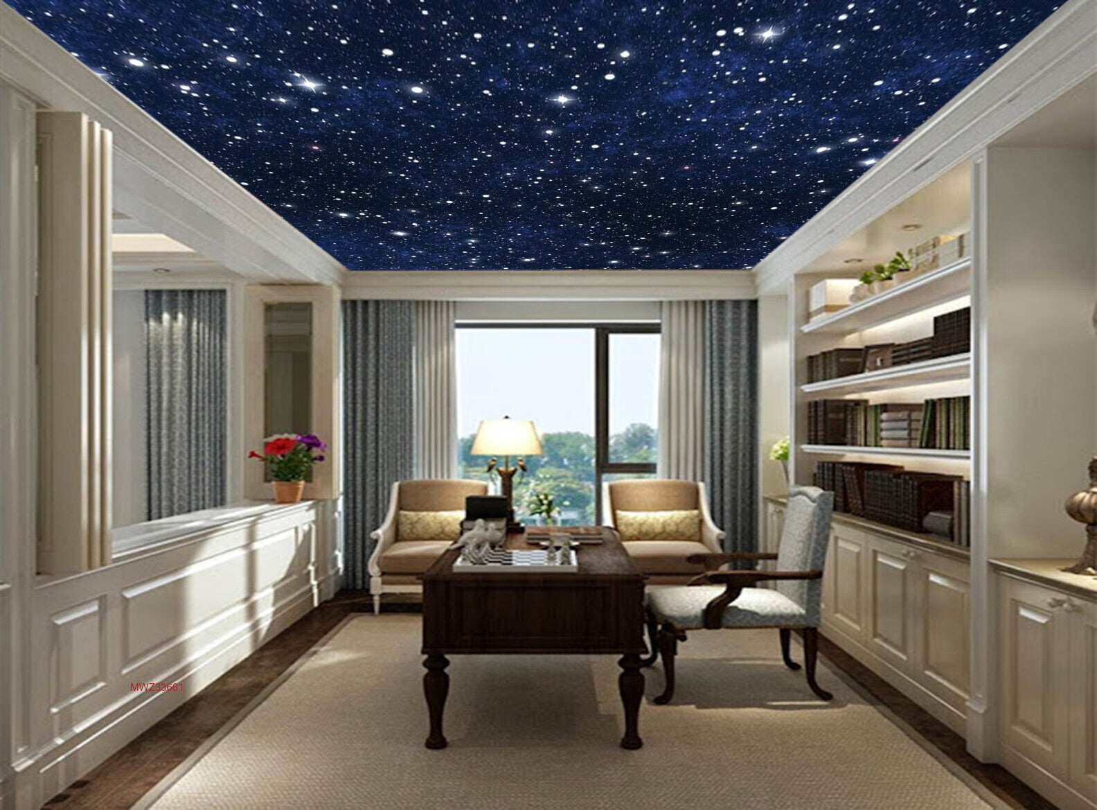 Avikalp MWZ3366 Blue Black Space Stars HD Wallpaper for Ceiling