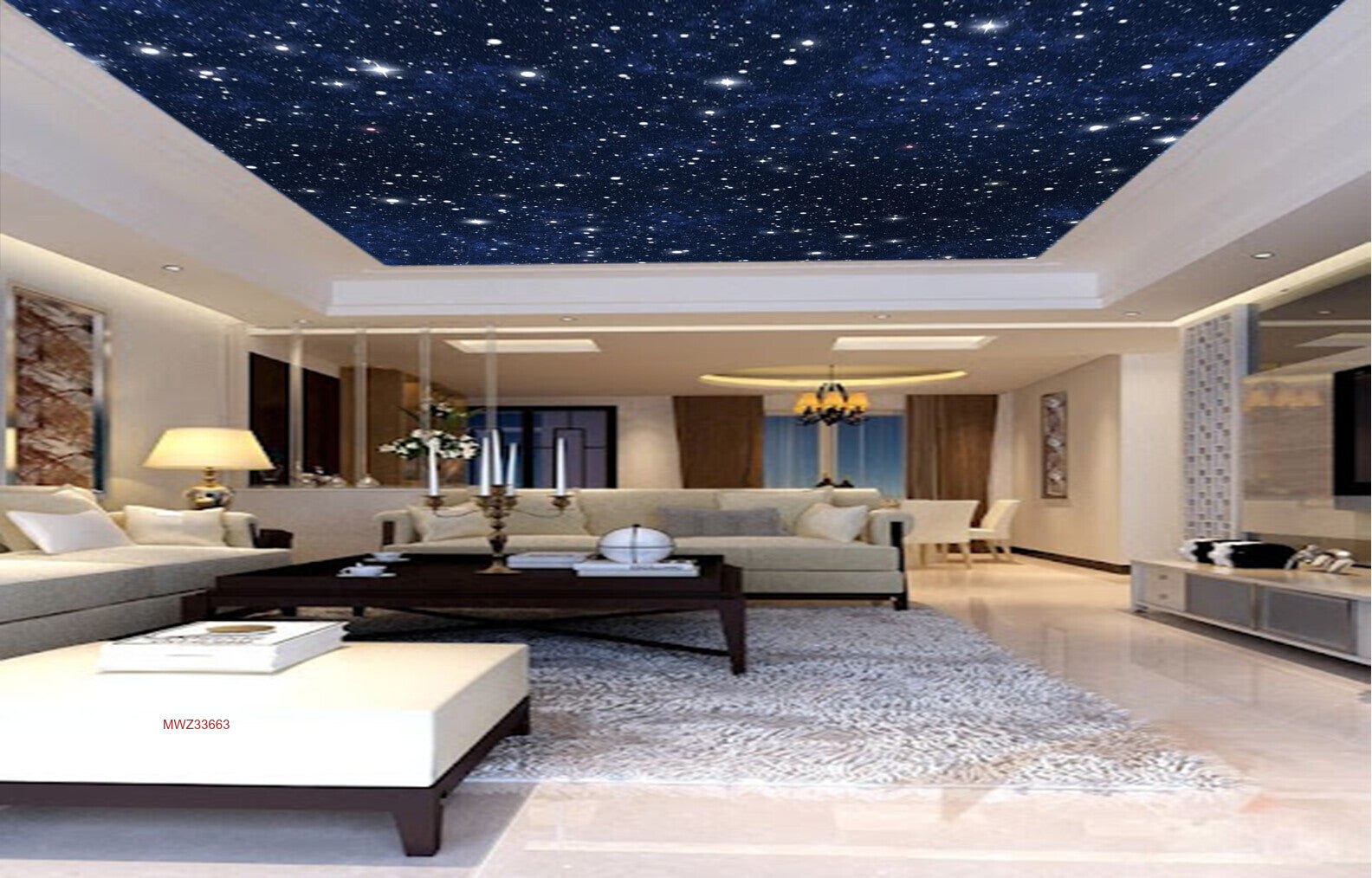 Avikalp MWZ3366 Blue Black Space Stars HD Wallpaper for Ceiling