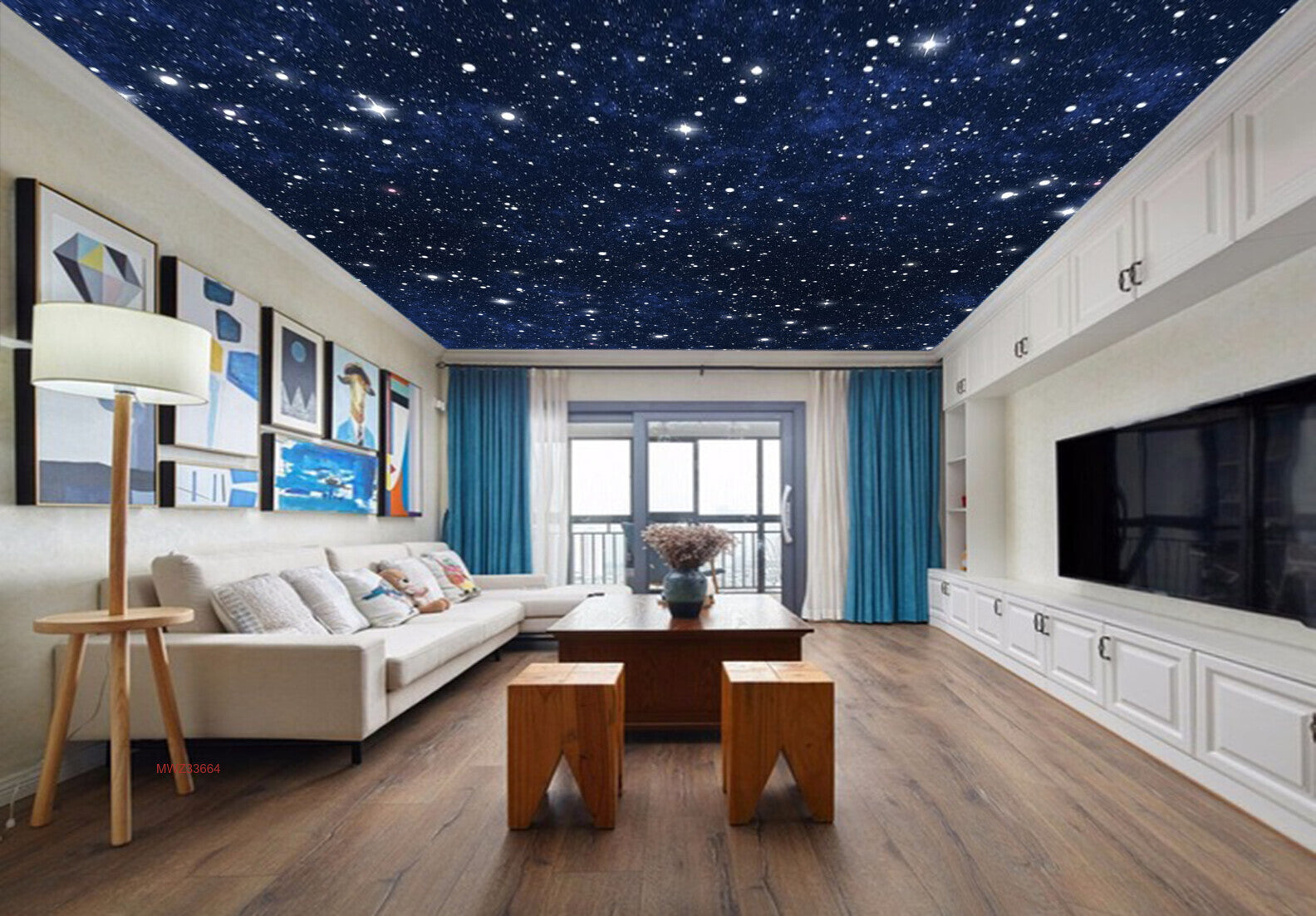 Avikalp MWZ3366 Blue Black Space Stars HD Wallpaper for Ceiling
