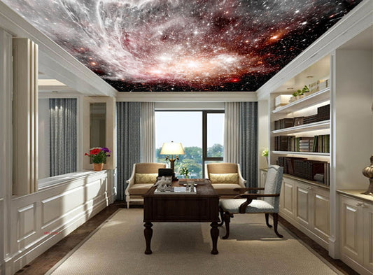 Avikalp MWZ3367 White Black Space Stars HD Wallpaper for Ceiling