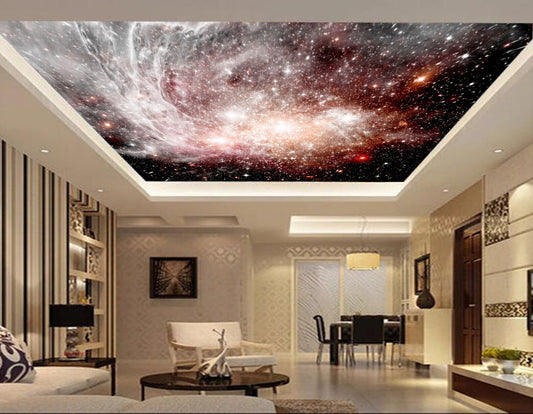 Avikalp MWZ3367 White Black Space Stars HD Wallpaper for Ceiling