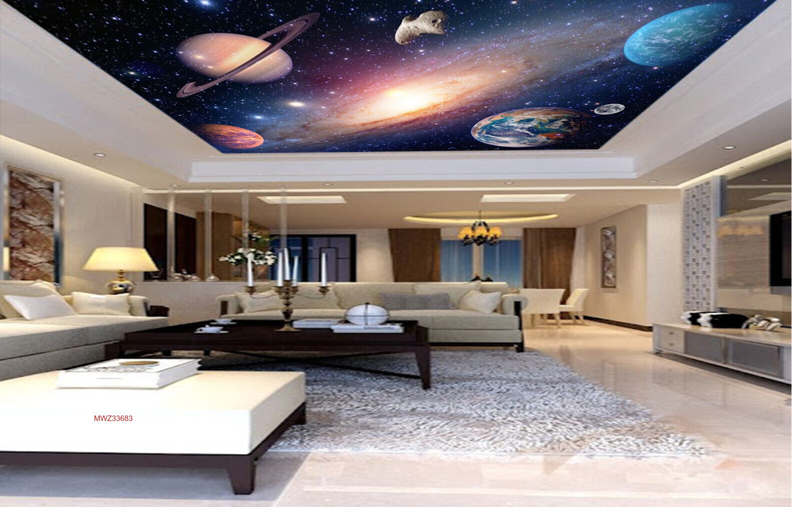 Avikalp MWZ3368 Solar System Earth Stars Sun HD Wallpaper for Ceiling