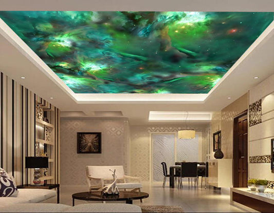 Avikalp MWZ3369 Green Black Solar System HD Wallpaper for Ceiling