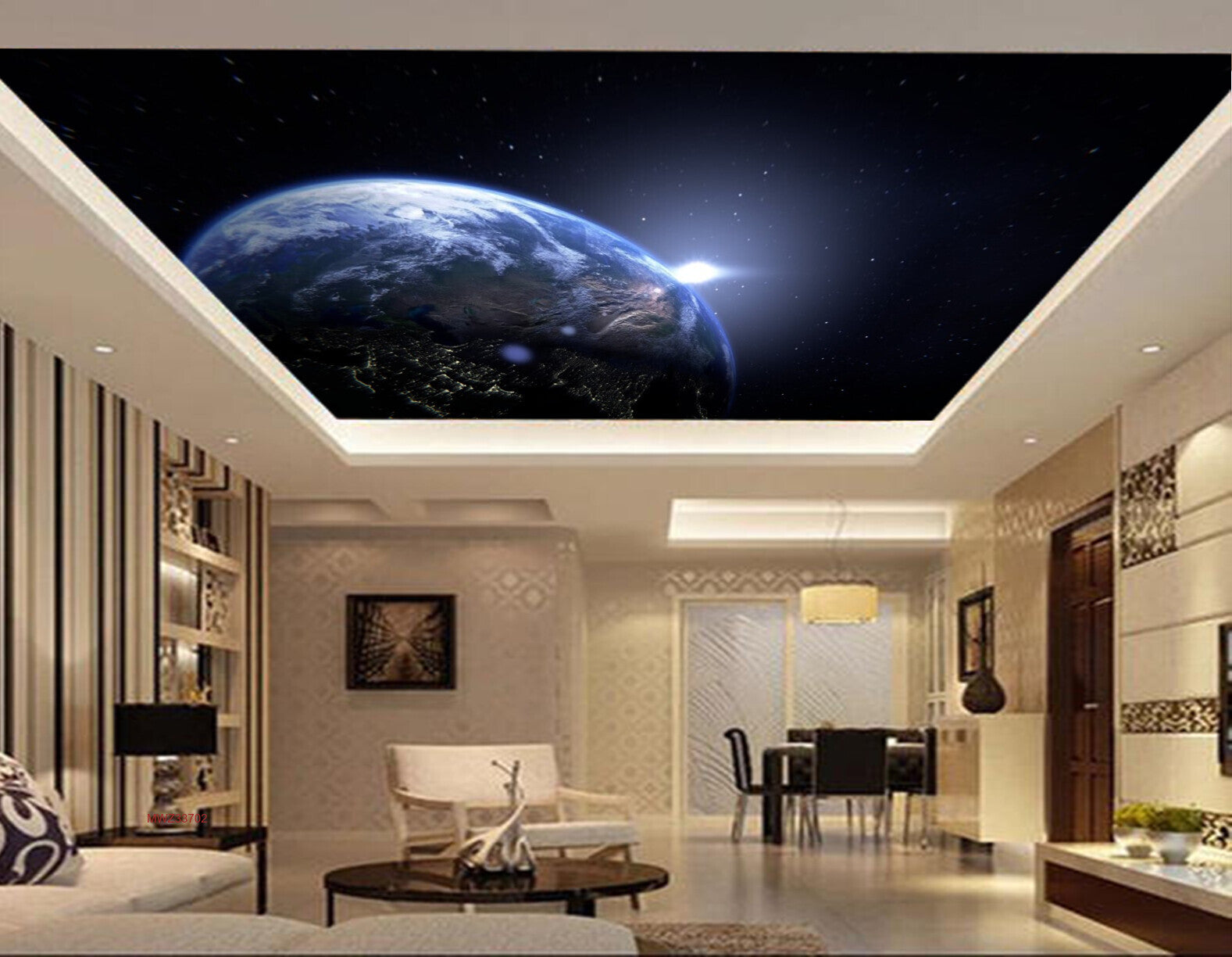 Avikalp MWZ3370 Space Earth Stars HD Wallpaper for Ceiling