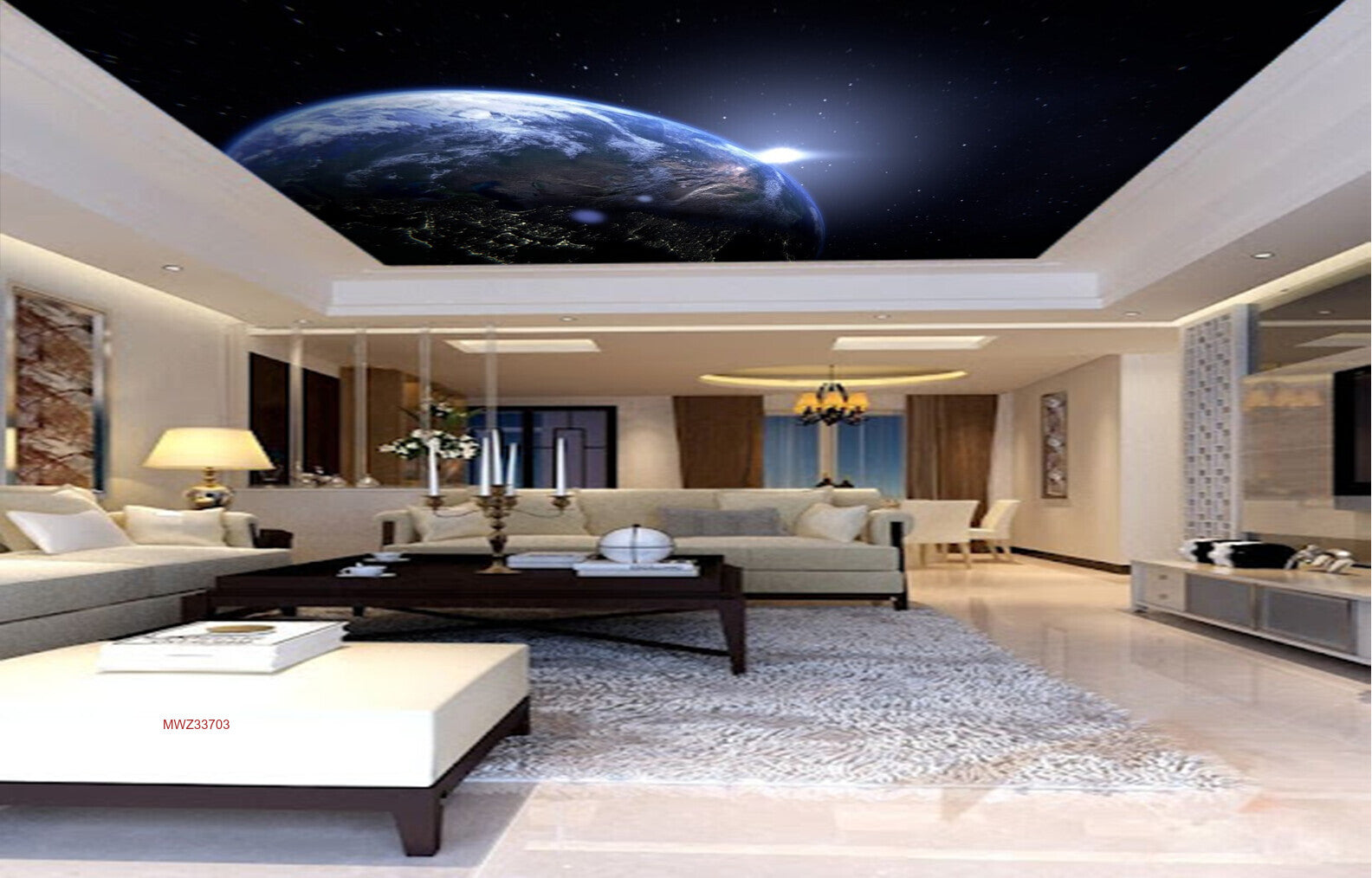 Avikalp MWZ3370 Space Earth Stars HD Wallpaper for Ceiling