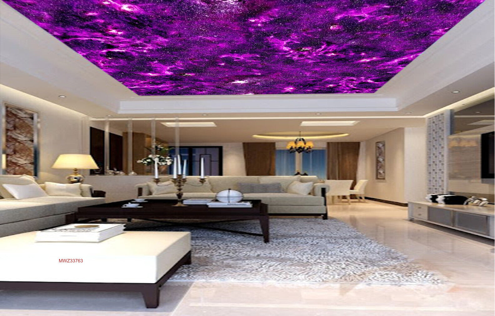 Avikalp MWZ3376 Pink Space Stars HD Wallpaper for Ceiling
