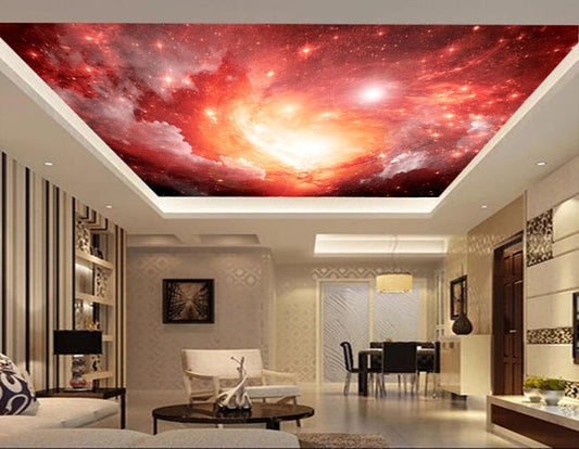 Avikalp MWZ3379 Red Pink Clouds Sun HD Wallpaper for Ceiling