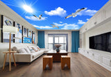 Avikalp MWZ3380 Clouds Sun Birds HD Wallpaper for Ceiling