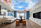 Avikalp MWZ3385 Birds Clouds Pink Flowers Trees HD Wallpaper for Ceiling