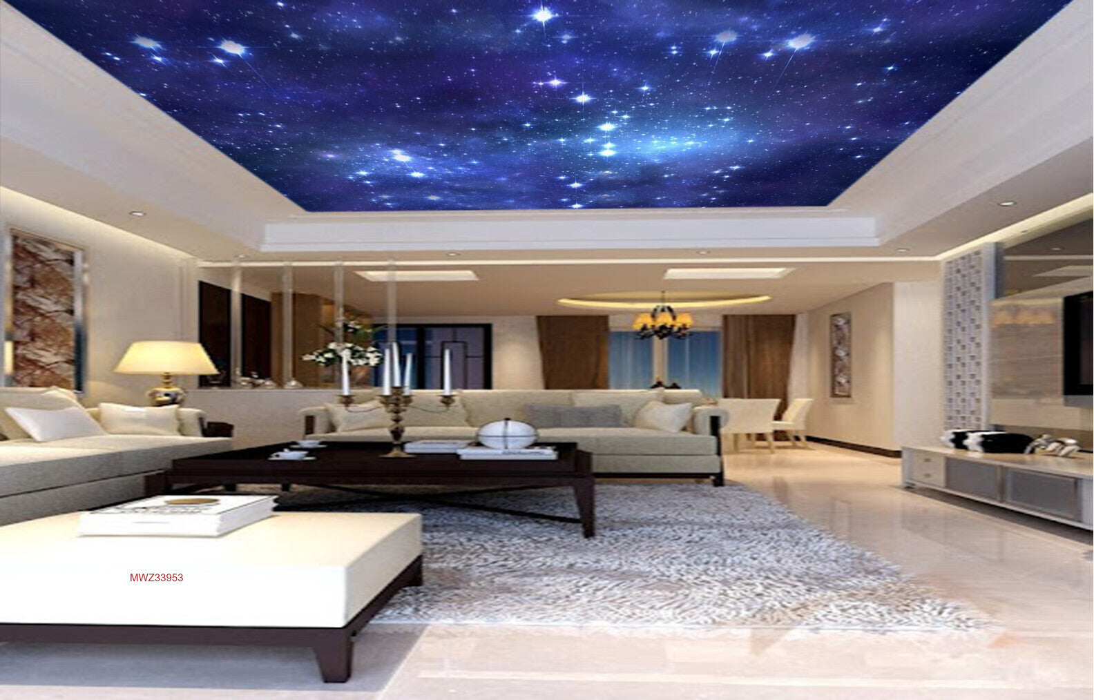 Avikalp MWZ3395 Blue Black Sky Stars HD Wallpaper for Ceiling