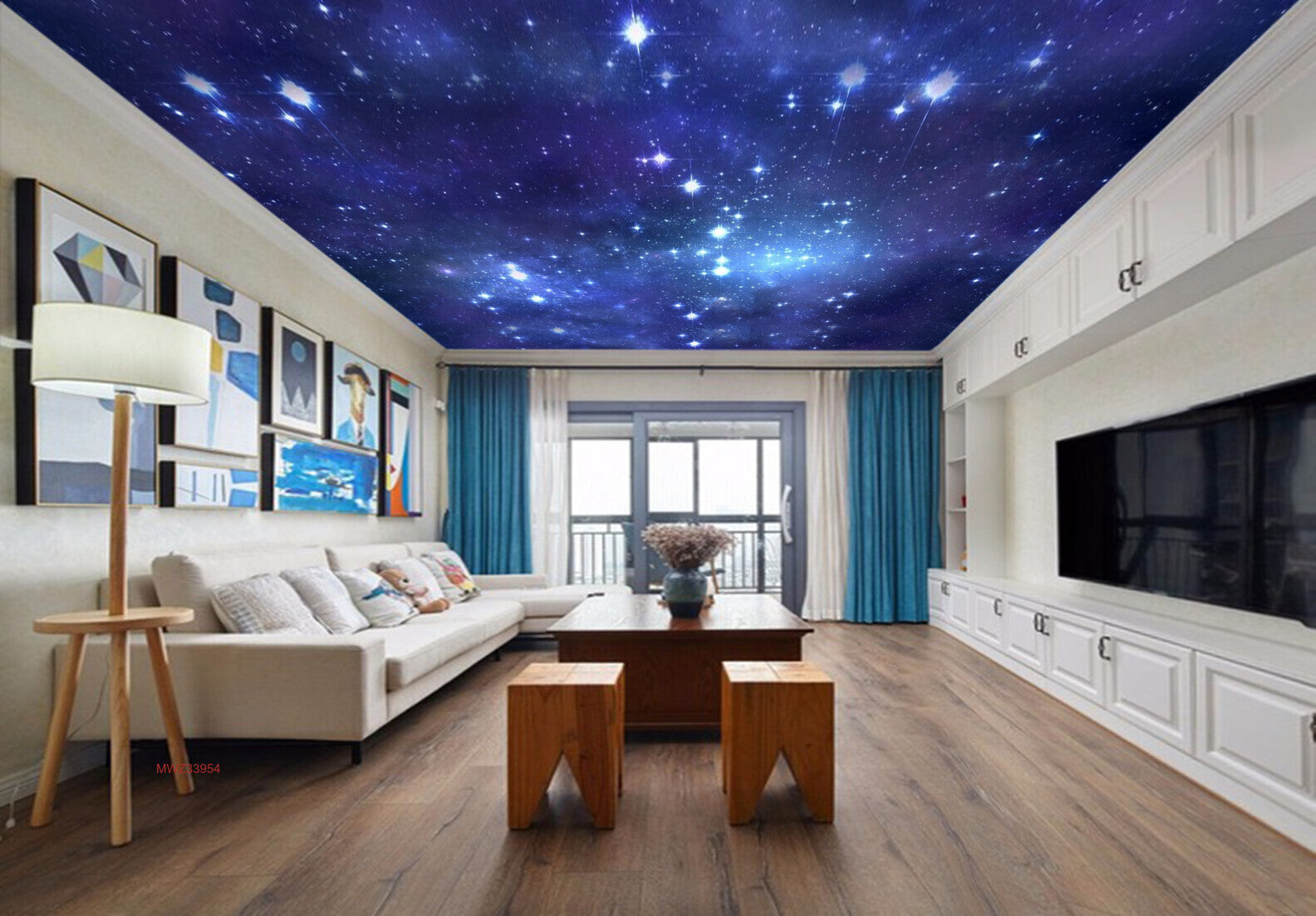 Avikalp MWZ3395 Blue Black Sky Stars HD Wallpaper for Ceiling