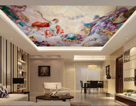 Avikalp MWZ3398 People Clouds Kids HD Wallpaper for Ceiling