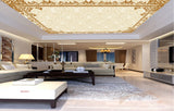 Avikalp MWZ3401 White Golden Floral Design HD Wallpaper for Ceiling