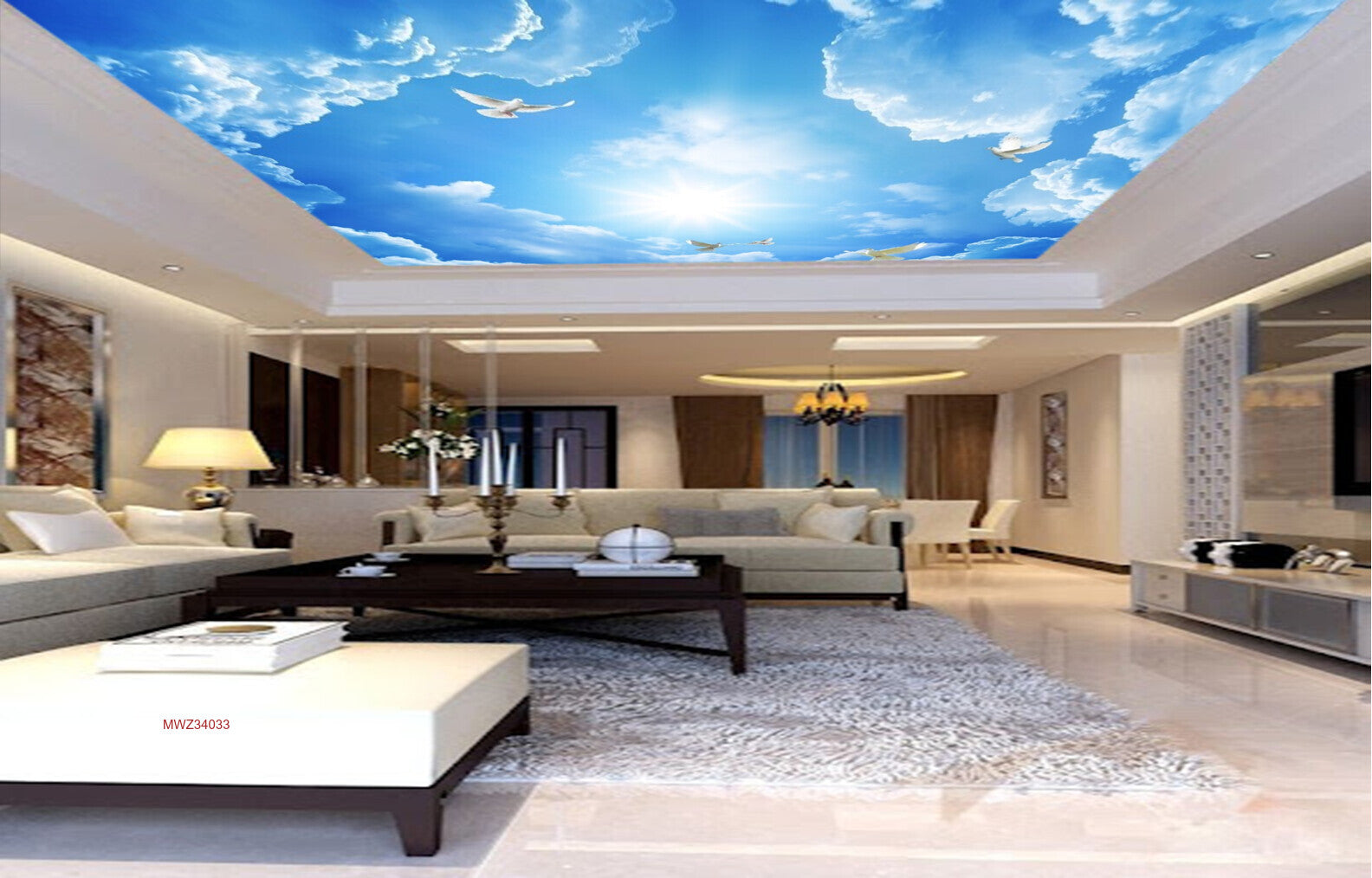 Avikalp MWZ3403 Clouds Birds Sky HD Wallpaper for Ceiling