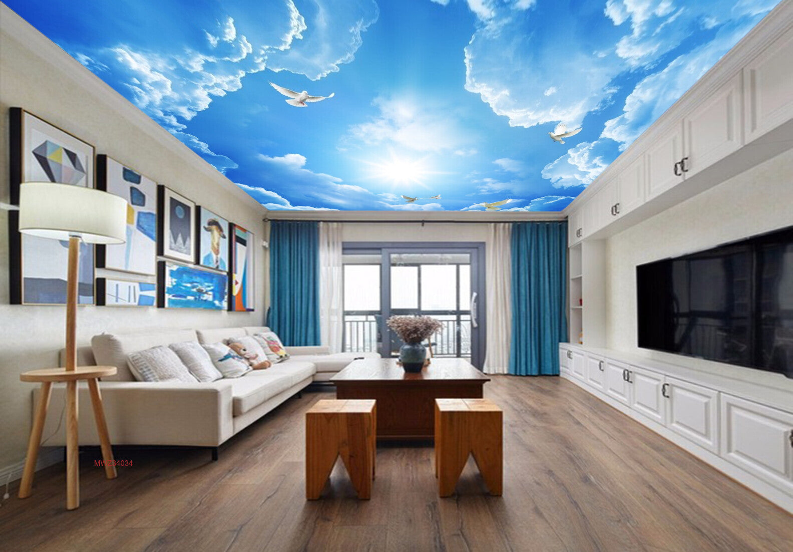 Avikalp MWZ3403 Clouds Birds Sky HD Wallpaper for Ceiling