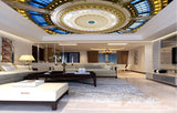 Avikalp MWZ3404 Architect Cream White Blue Designs HD Wallpaper for Ceiling