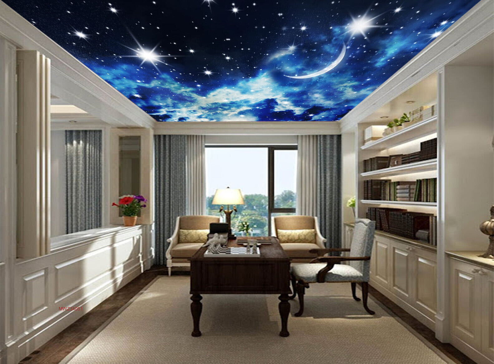 Avikalp MWZ3405 Moon Stars Clouds HD Wallpaper for Ceiling