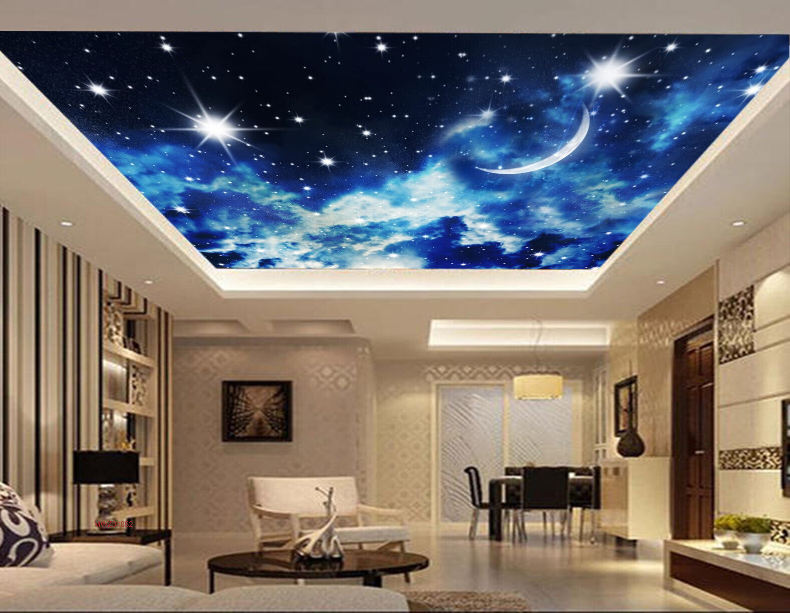 Avikalp MWZ3405 Moon Stars Clouds HD Wallpaper for Ceiling