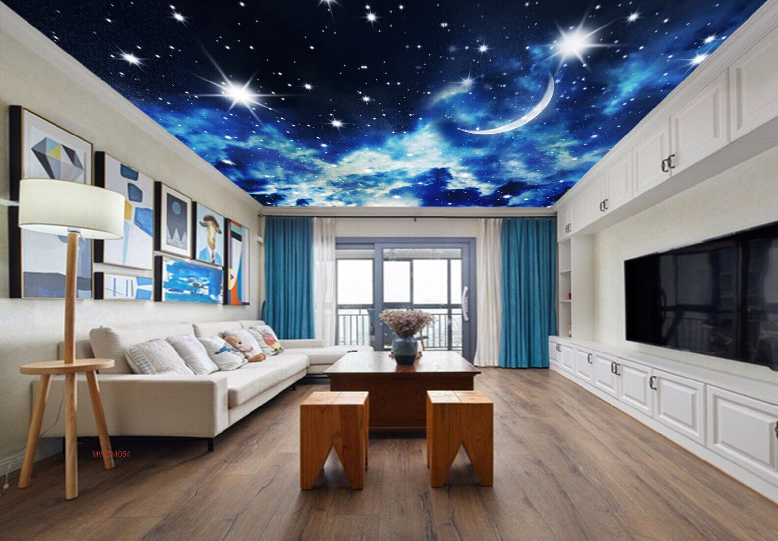 Avikalp MWZ3405 Moon Stars Clouds HD Wallpaper for Ceiling