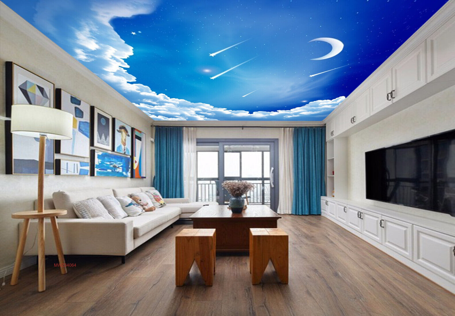 Avikalp MWZ3406 Clouds Moon Stars HD Wallpaper for Ceiling