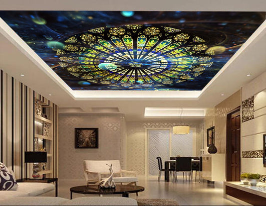 Avikalp MWZ3411 Yellow Green Blue Chakra HD Wallpaper for Ceiling