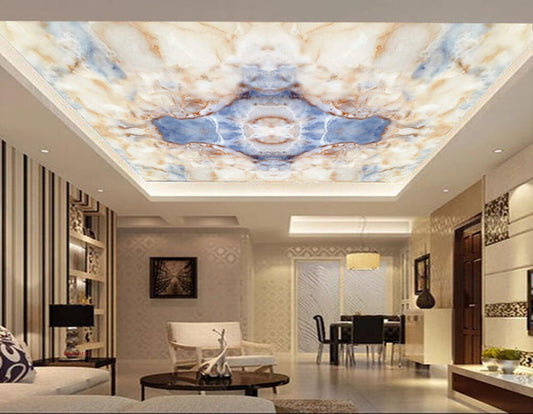 Avikalp MWZ3412 Marble Creamy Floral Designs HD Wallpaper for Ceiling