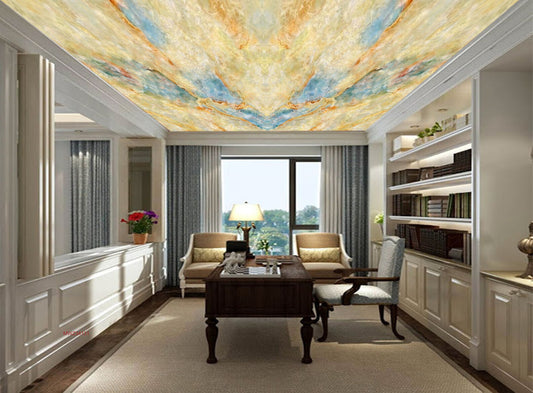 Avikalp MWZ3413 Cream Orange Blue Texture HD Wallpaper for Ceiling
