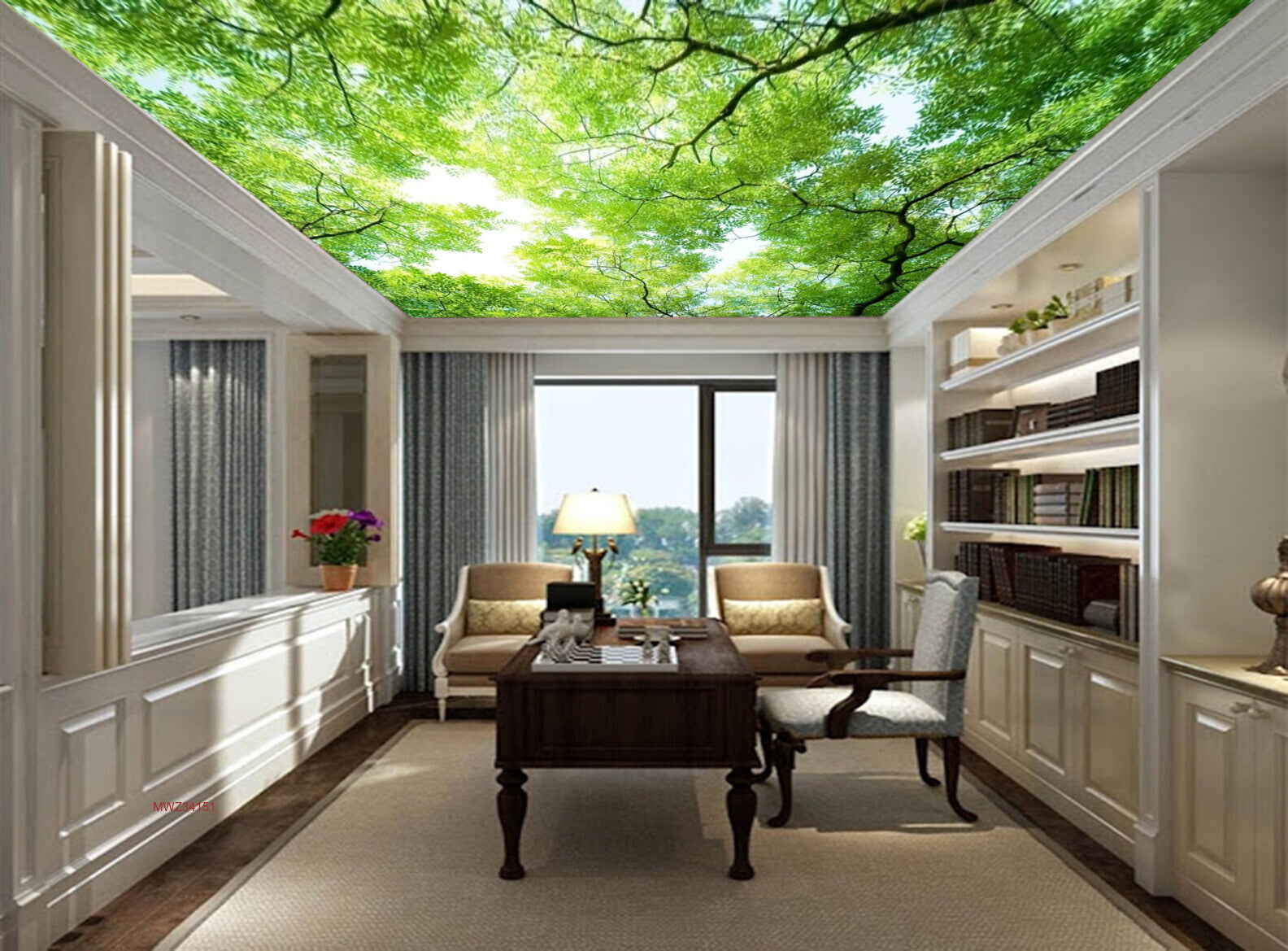 Avikalp MWZ3415 Trees Branches Green Leaves HD Wallpaper for Ceiling