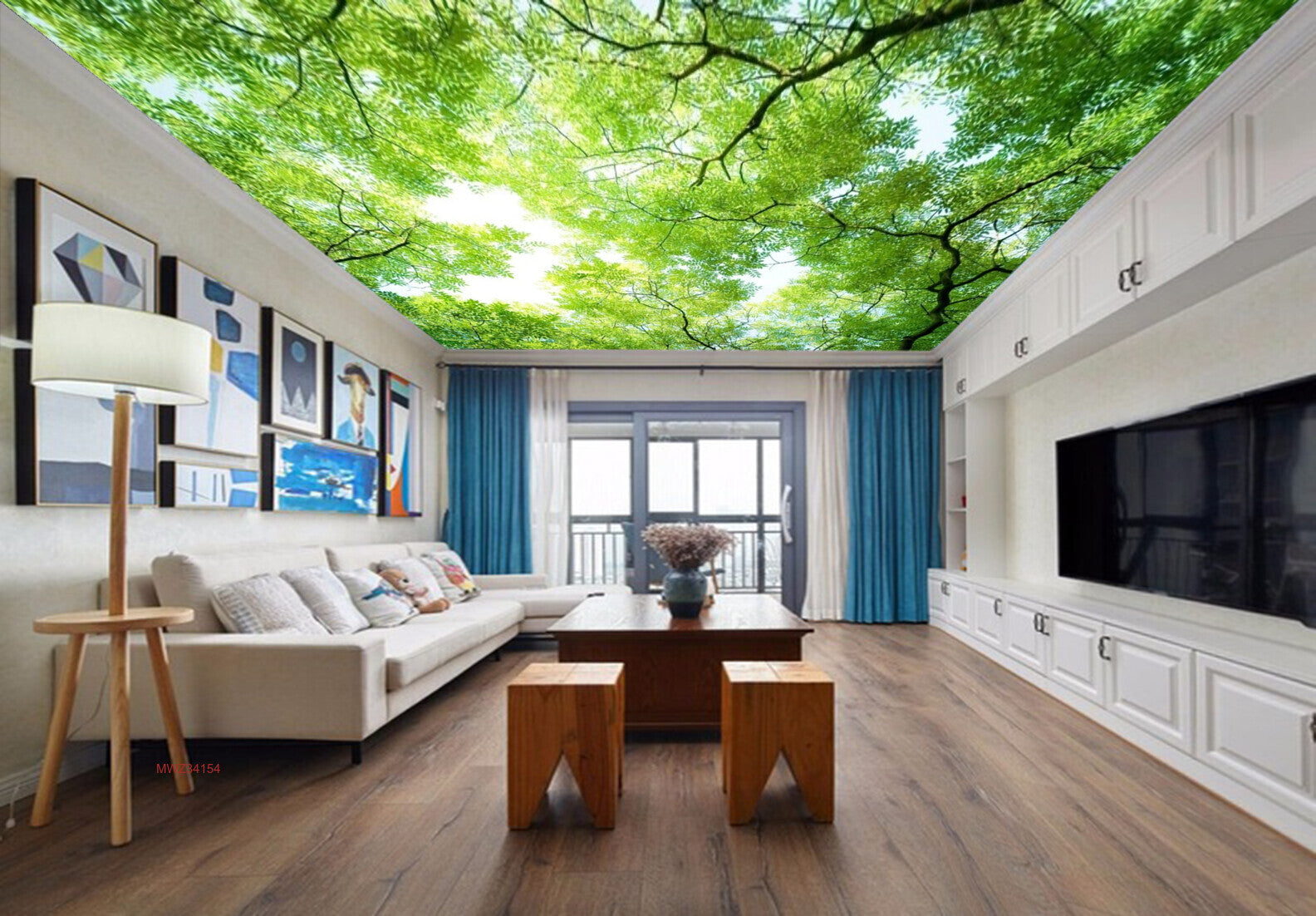 Avikalp MWZ3415 Trees Branches Green Leaves HD Wallpaper for Ceiling