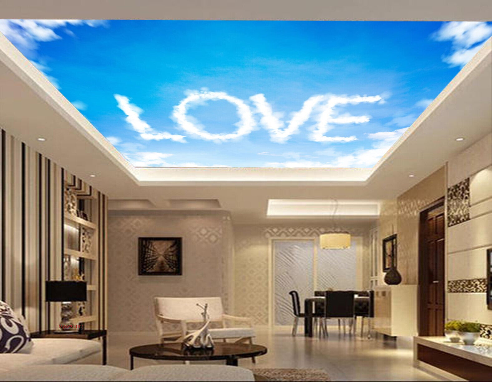 Avikalp MWZ3419 Love Clouds Sky HD Wallpaper for Ceiling