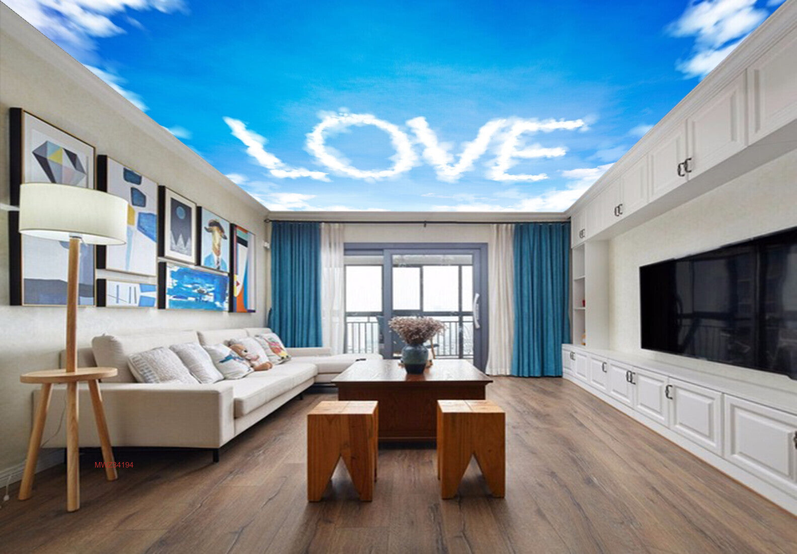 Avikalp MWZ3419 Love Clouds Sky HD Wallpaper for Ceiling