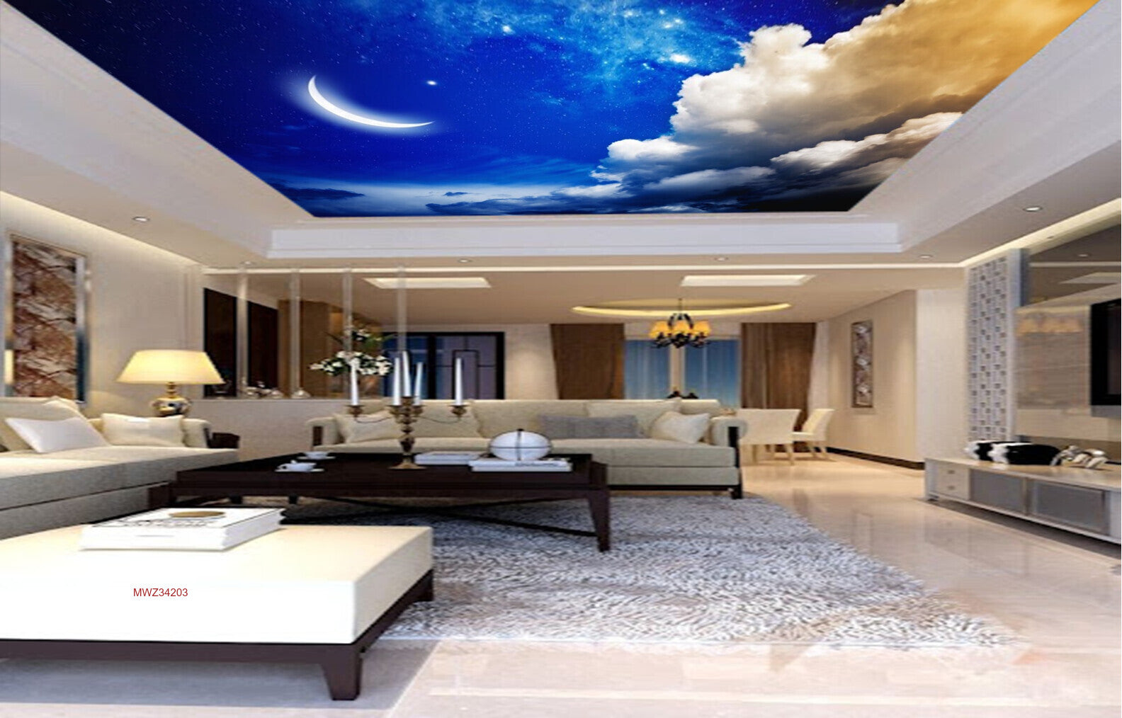 Avikalp MWZ3420 Moon Stars Clouds Sky HD Wallpaper for Ceiling