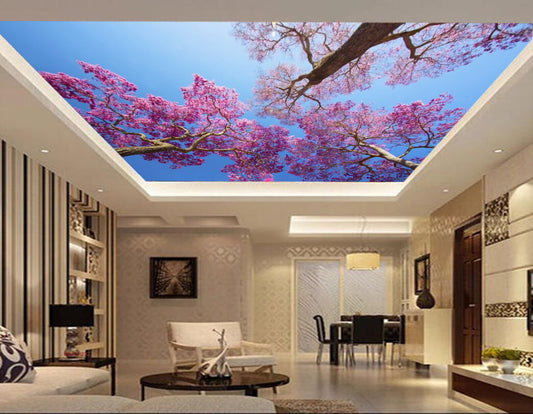 Avikalp MWZ3423 Trees Pink Leaves Flowers HD Wallpaper for Ceiling