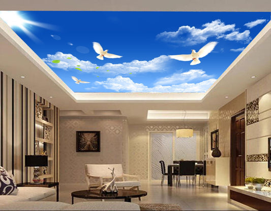 Avikalp MWZ3426 Clouds Birds Sun Sky HD Wallpaper for Ceiling