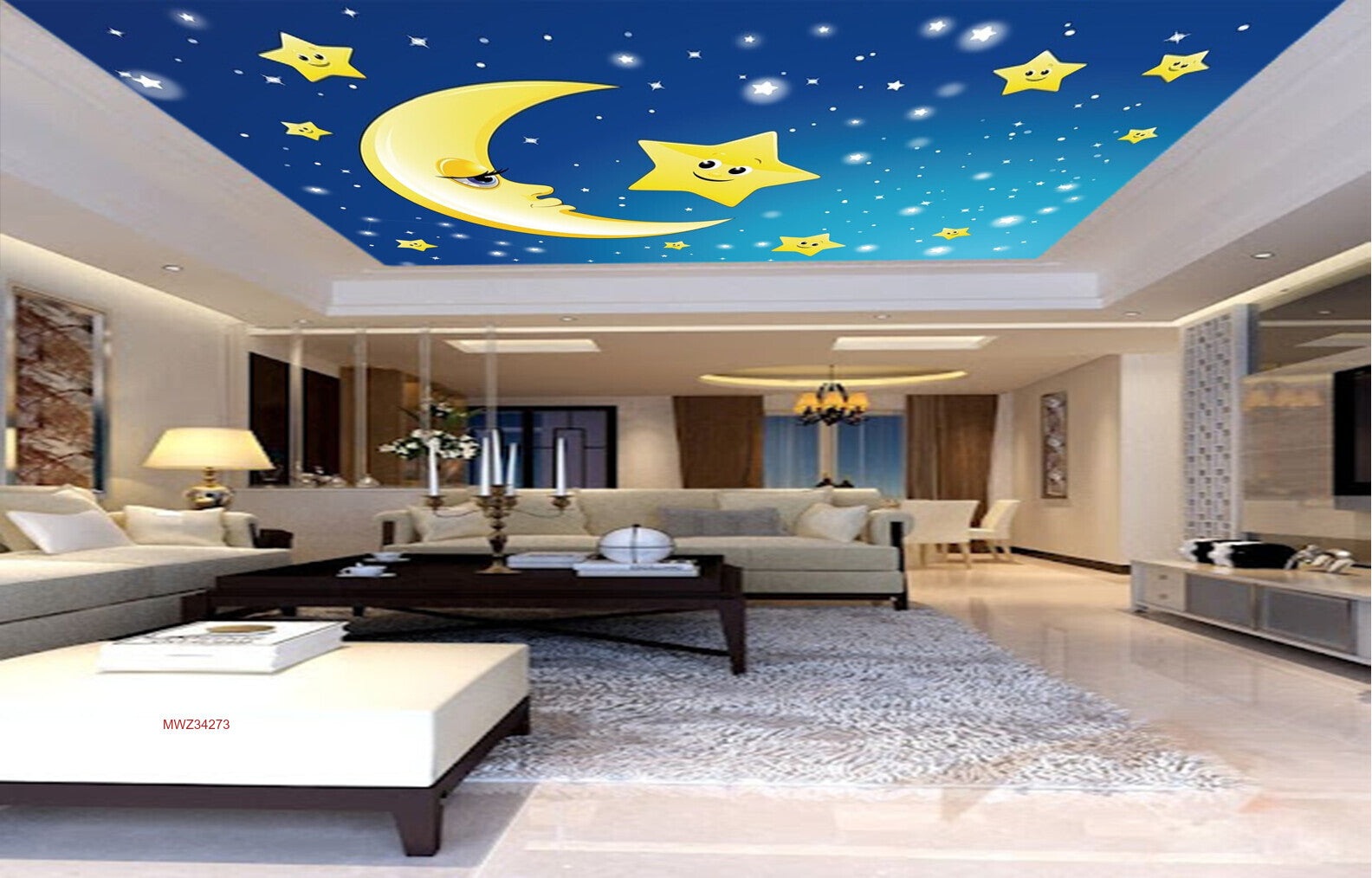 Avikalp MWZ3427 Moon Stars Sky HD Wallpaper for Ceiling