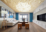 Avikalp MWZ3428 White Cream Flowers HD Wallpaper for Ceiling