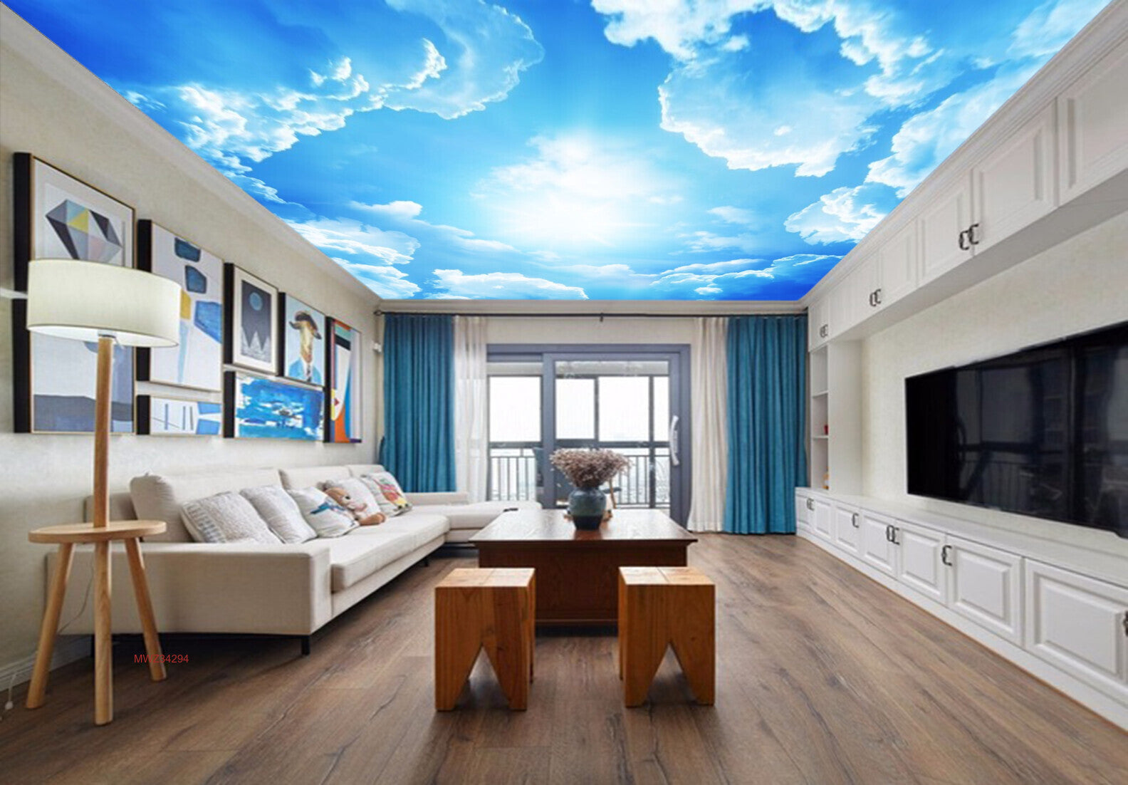 Avikalp MWZ3429 Clouds Sun Sky HD Wallpaper for Ceiling