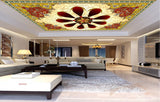 Avikalp MWZ3430 Red Cream Flowers Designs HD Wallpaper for Ceiling