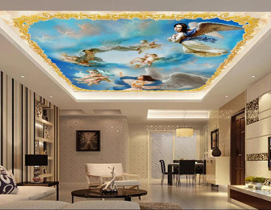 Avikalp MWZ3432 Clouds Ladies Kids HD Wallpaper for Ceiling