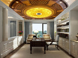 Avikalp MWZ3442 Gold Orange Flower Design HD Wallpaper for Ceiling