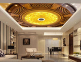 Avikalp MWZ3442 Gold Orange Flower Design HD Wallpaper for Ceiling