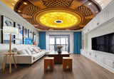 Avikalp MWZ3442 Gold Orange Flower Design HD Wallpaper for Ceiling