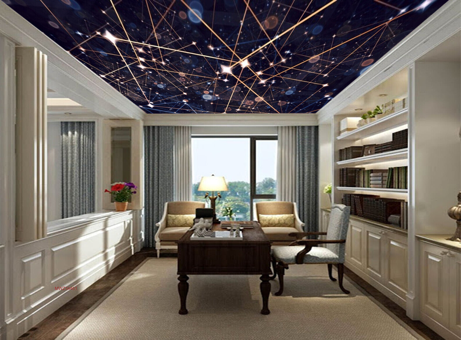 Avikalp MWZ3446 Stars Rhombus Shaped Designs HD Wallpaper for Ceiling