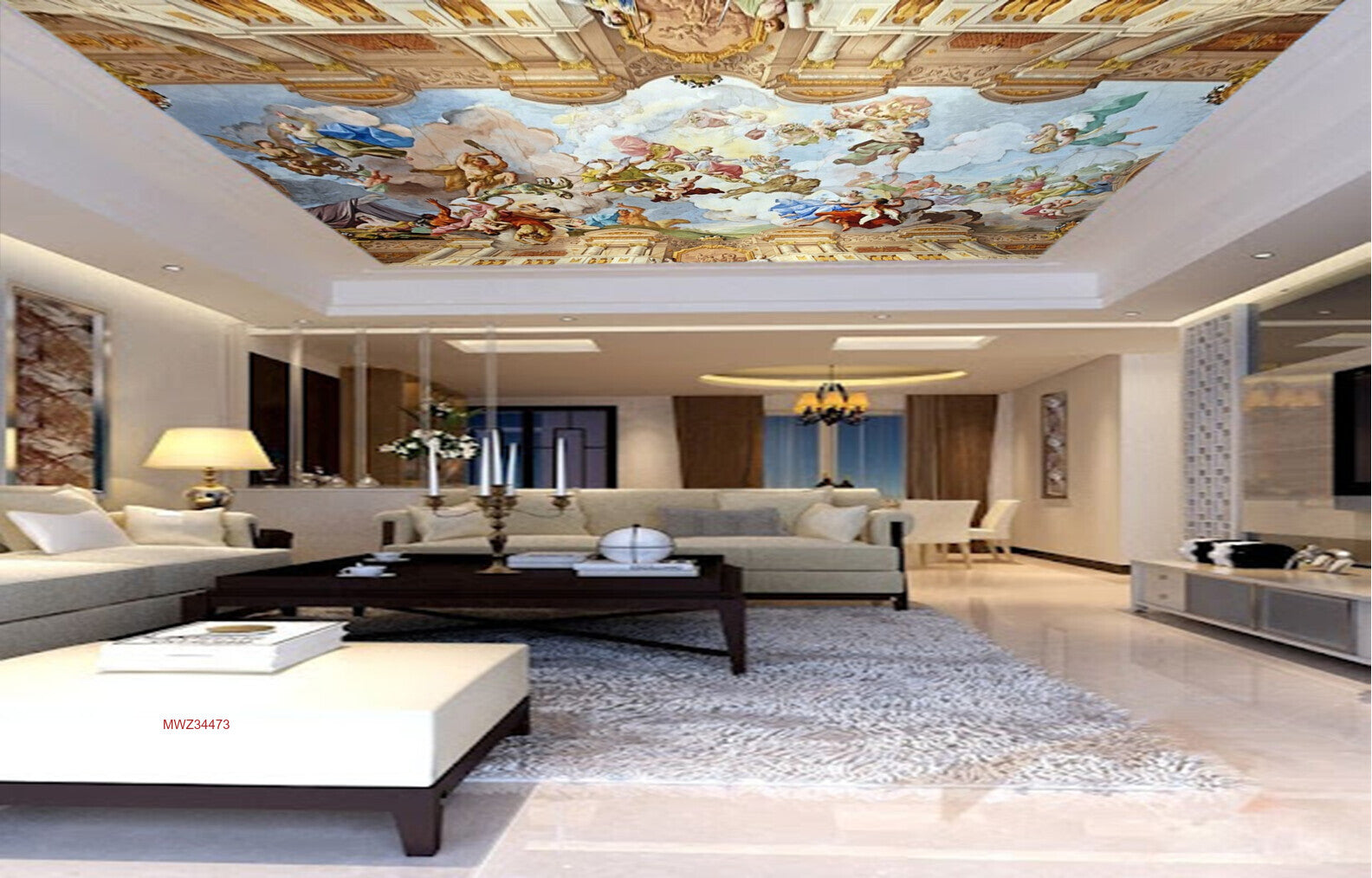 Avikalp MWZ3447 Clouds People Architects HD Wallpaper for Ceiling