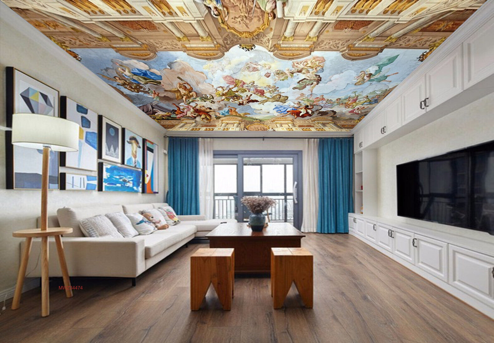 Avikalp MWZ3447 Clouds People Architects HD Wallpaper for Ceiling