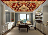 Avikalp MWZ3449 Red Cream Flowers HD Wallpaper for Ceiling
